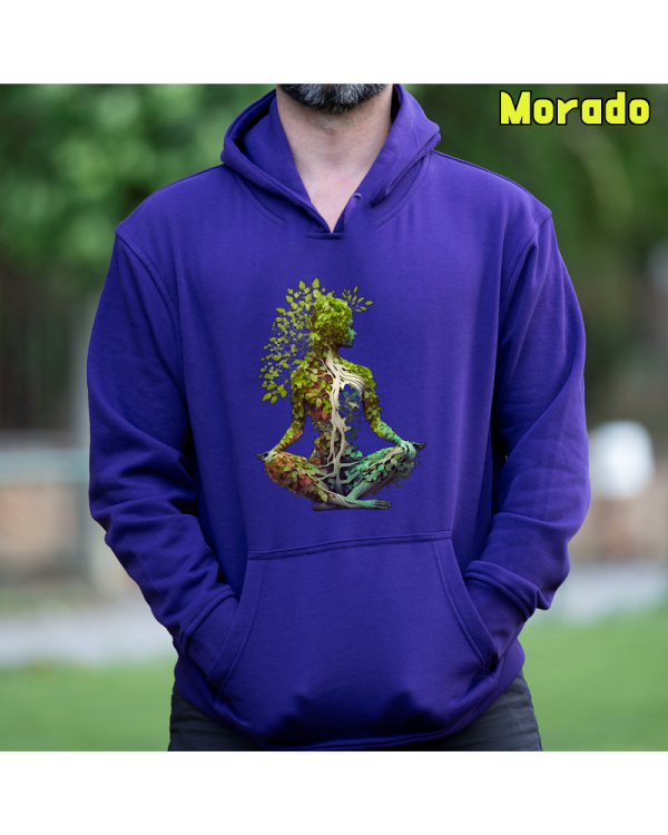 Sudadera Hombre Capucha-Pacha Mama Morado