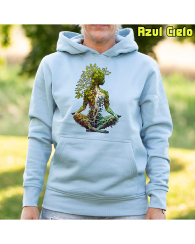 Sudadera Mujer Capucha-Pacha Mama AzulCielo