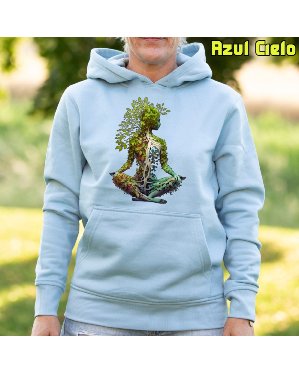 Sudadera Mujer Capucha-Pacha Mama AzulCielo
