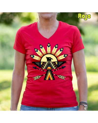 Camiseta Mujer Manga Corta-Navajo Rojo