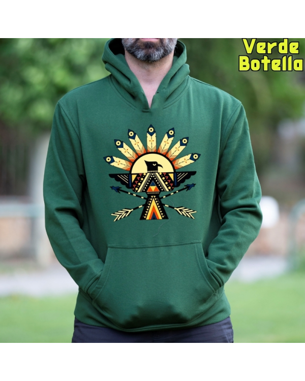 Sudadera Hombre Capucha-Navajo VerdeBotella