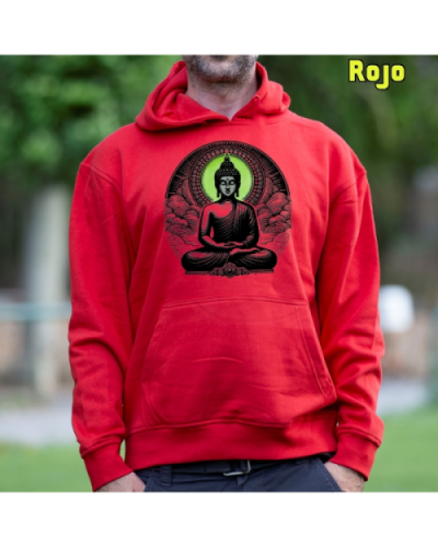 Sudadera Hombre Capucha-Buda Rojo
