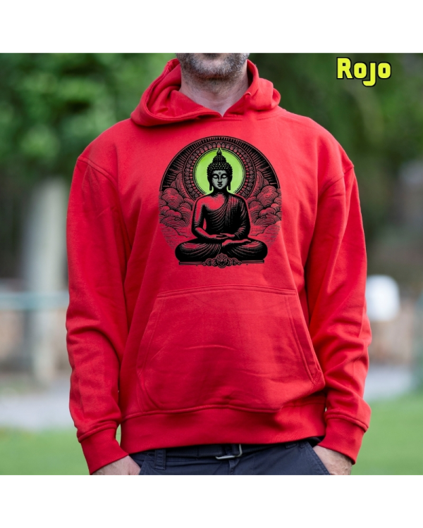 Sudadera Hombre Capucha-Buda Rojo