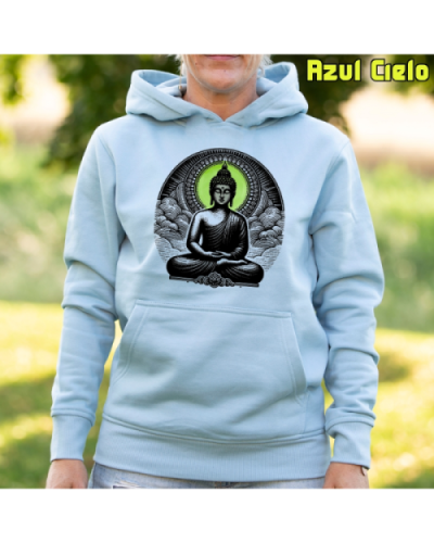 Sudadera Mujer Capucha-Buda AzulCielo