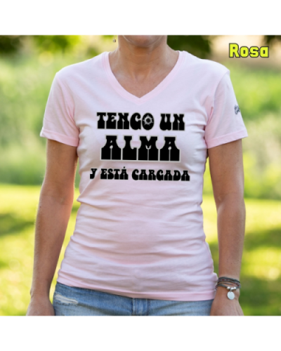 Camiseta Mujer Manga Corta-Alma Cargada Rosa
