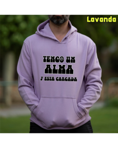 Sudadera Hombre Capucha-Alma Cargada Lavanda