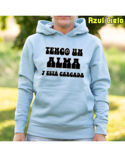 Sudadera Mujer Capucha-Alma Cargada AzulCielo