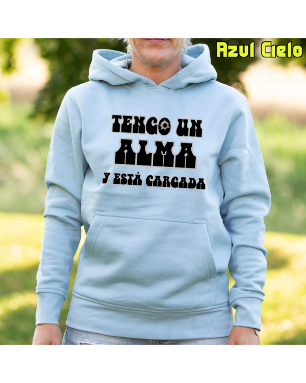 Sudadera Mujer Capucha-Alma Cargada AzulCielo