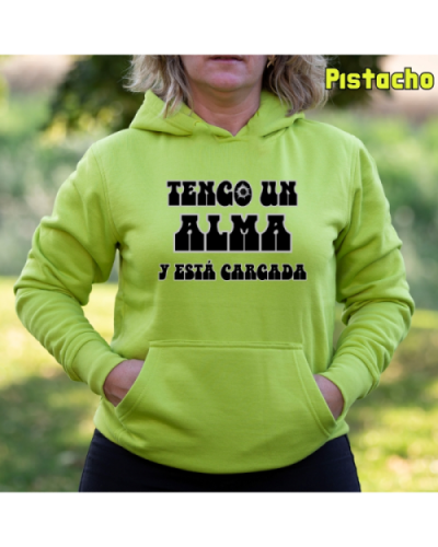 Sudadera Mujer Capucha-Alma Cargada Pistacho