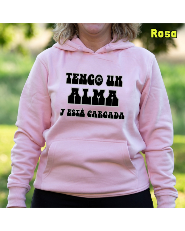 Sudadera Mujer Capucha-Alma Cargada Rosa