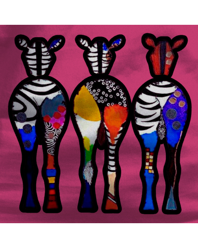 THREE COLORFUL ZEBRAS