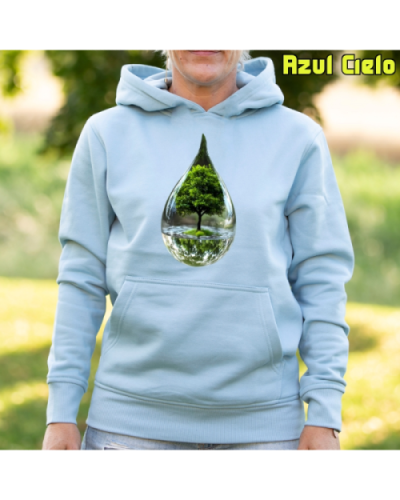 Sudadera Mujer Capucha-Gota AzulCielo