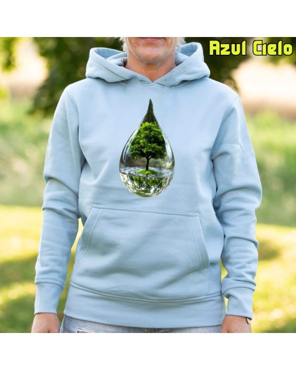Sudadera Mujer Capucha-Gota AzulCielo