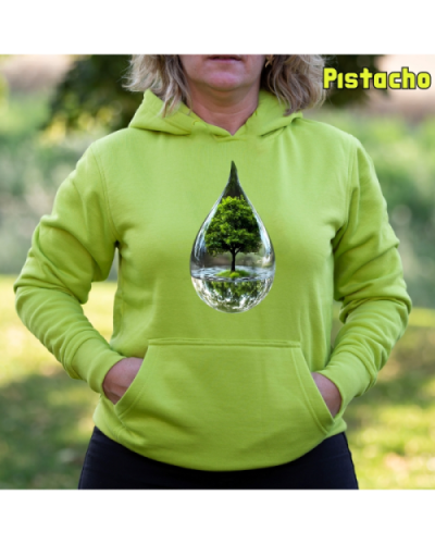 Sudadera Mujer Capucha-Gota Pistacho