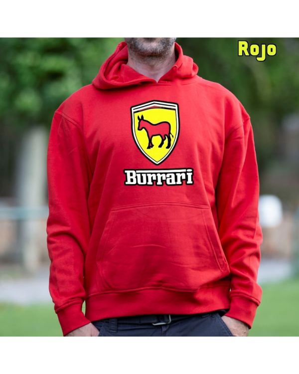 Sudadera Hombre Capucha-Burrari Rojo