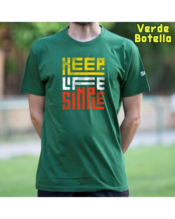 Camiseta Hombre Manga Corta-Keep Live Simple VerdeBotella