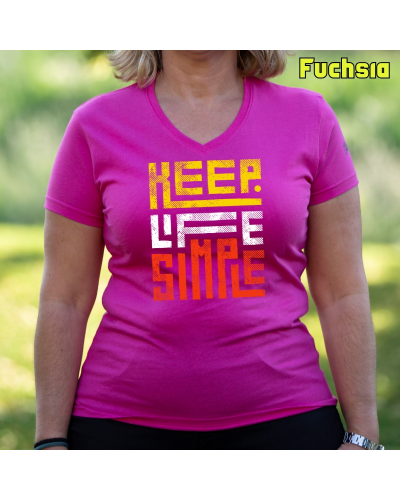 Camiseta Mujer Manga Corta-Keep Live Simple Morado