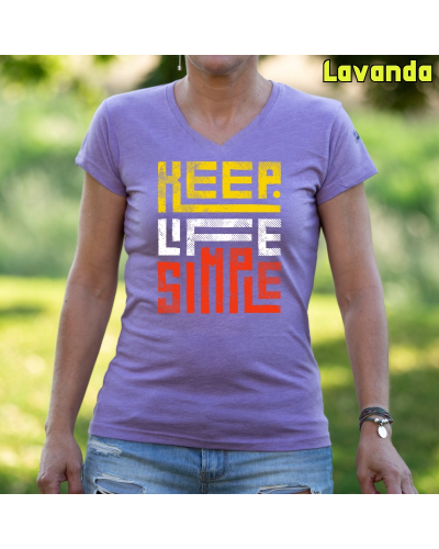 Camiseta Mujer Manga Corta-Keep Live Simple Morado