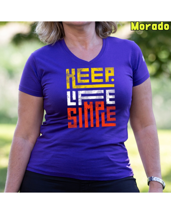 Camiseta Mujer Manga Corta-Keep Live Simple Morado