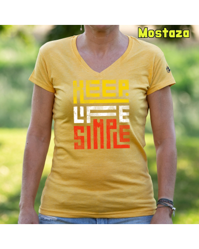 Camiseta Mujer Manga Corta-Keep Live Simple Morado