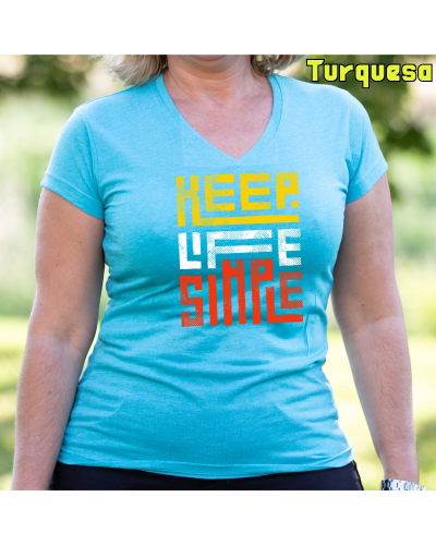 Camiseta Mujer Manga Corta-Keep Live Simple Morado