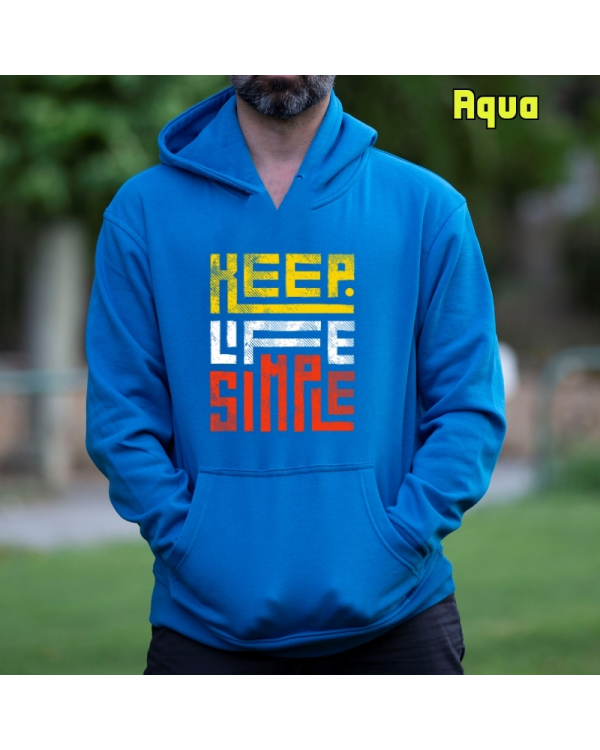 Sudadera Hombre Capucha-Keep Live Simple Aqua