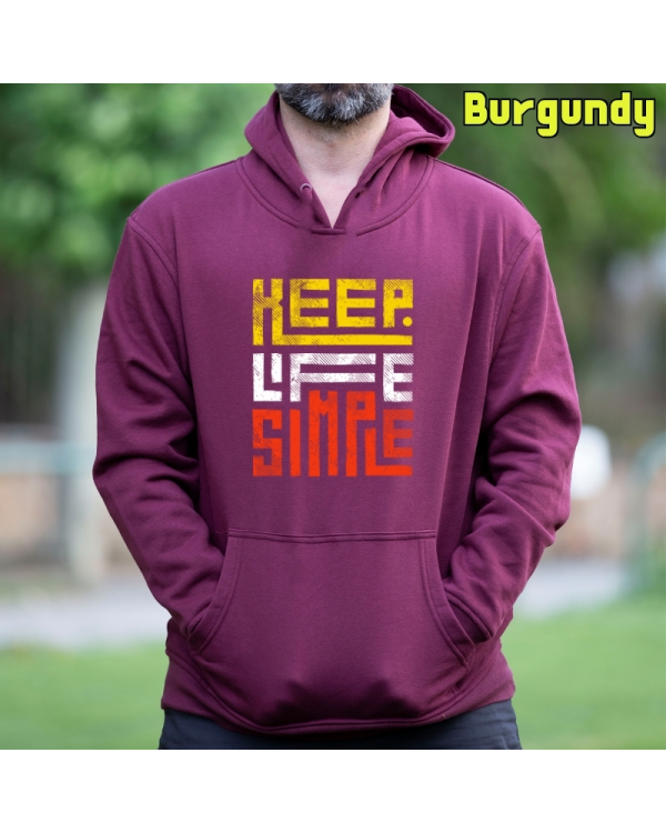 Sudadera Hombre Capucha-Keep Live Simple Burgundy