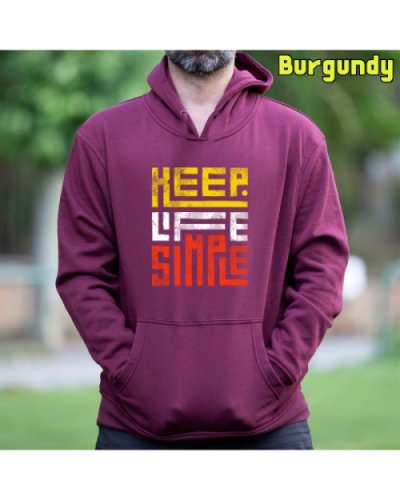 Sudadera Hombre Capucha-Keep Live Simple Burgundy