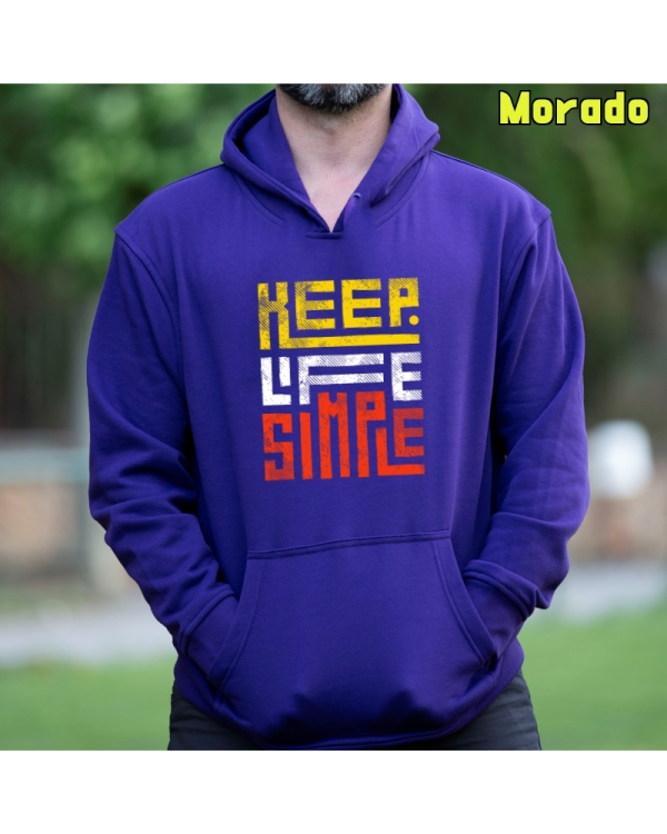 Sudadera Hombre Capucha-Keep Live Simple Morado