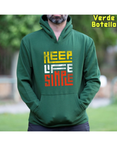 Sudadera Hombre Capucha-Keep Live Simple Burgundy