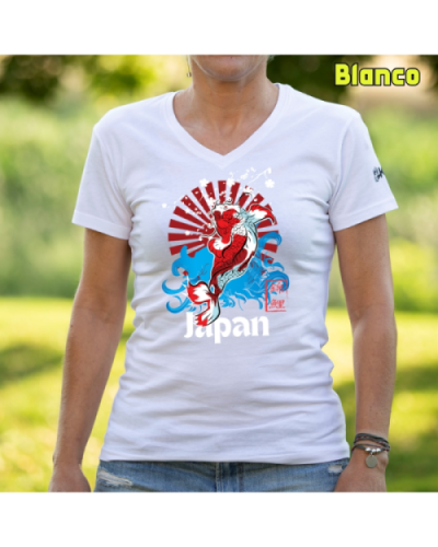 Camiseta Mujer Manga Corta-Red Japan Blanco