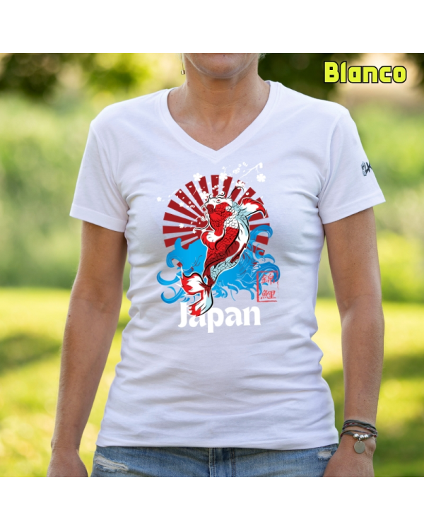Camiseta Mujer Manga Corta-Red Japan Blanco