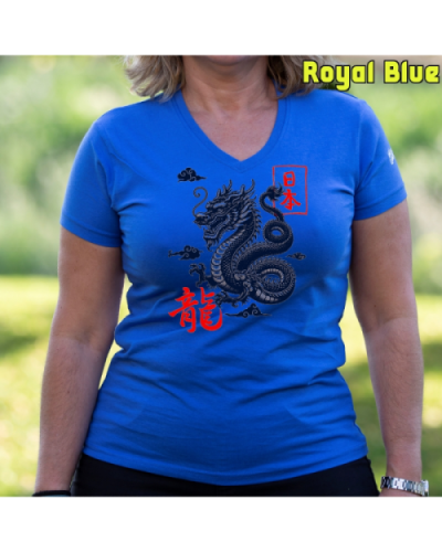 Camiseta Mujer Manga Corta-Dragón Blanco