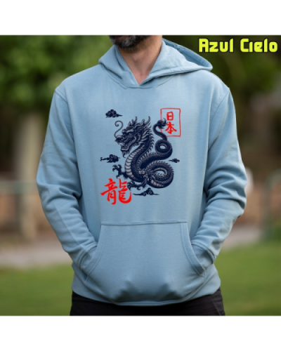 Sudadera Hombre Capucha-Dragón Pistacho