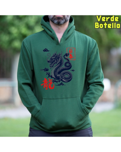 Sudadera Hombre Capucha-Dragón Pistacho