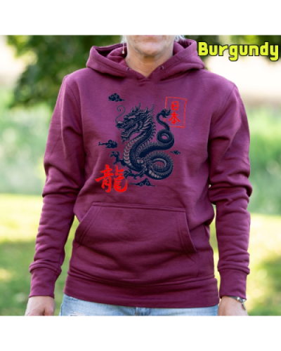 Sudadera Mujer Capucha-Dragón Burgundy