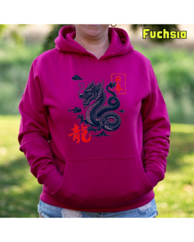 Sudadera Mujer Capucha-Dragón AzulCielo