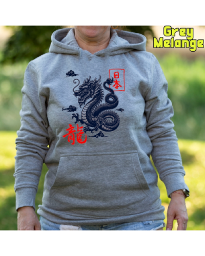 Sudadera Mujer Capucha-Dragón AzulCielo