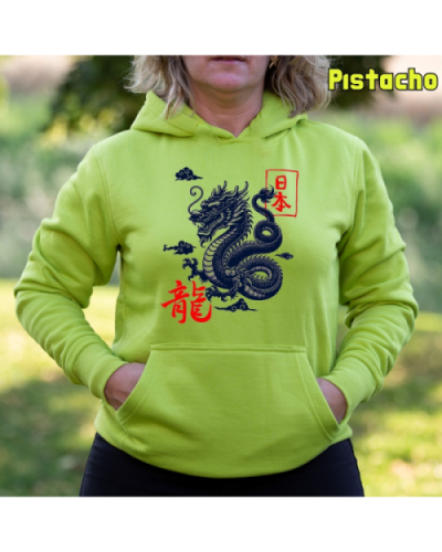 Sudadera Mujer Capucha-Dragón AzulCielo
