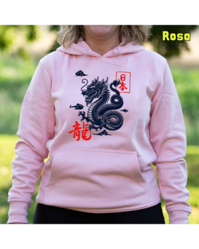Sudadera Mujer Capucha-Dragón AzulCielo