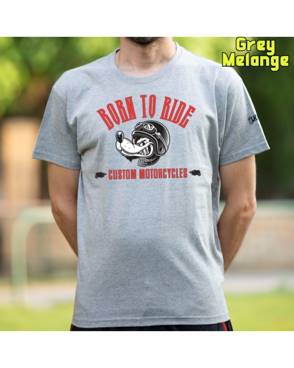 Camiseta Hombre Manga Corta-Custom Motor GreyMelange