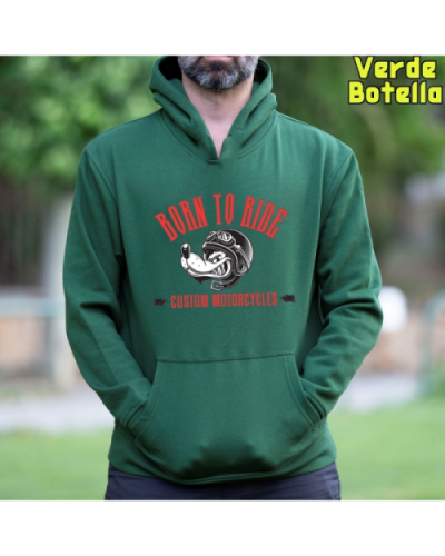 Sudadera Hombre Capucha-Custom Motor VerdeBotella