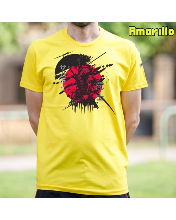 Camiseta Hombre Manga Corta-Red Samurai Amarillo