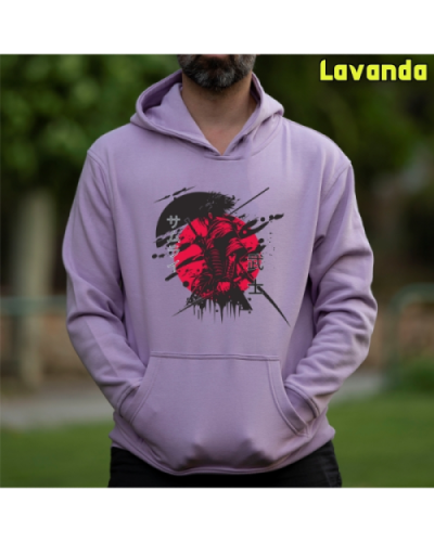 Sudadera Hombre Capucha-Red Samurai PaleGreen