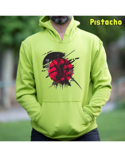Sudadera Hombre Capucha-Red Samurai PaleGreen