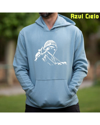 Sudadera Hombre Capucha-Antifa Negro