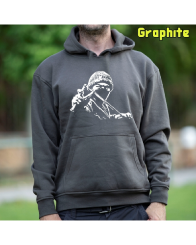 Sudadera Hombre Capucha-Antifa Negro
