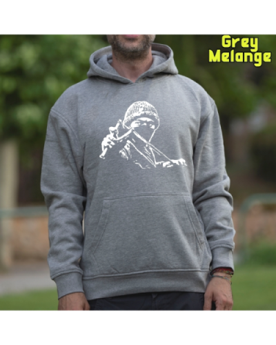 Sudadera Hombre Capucha-Antifa Negro