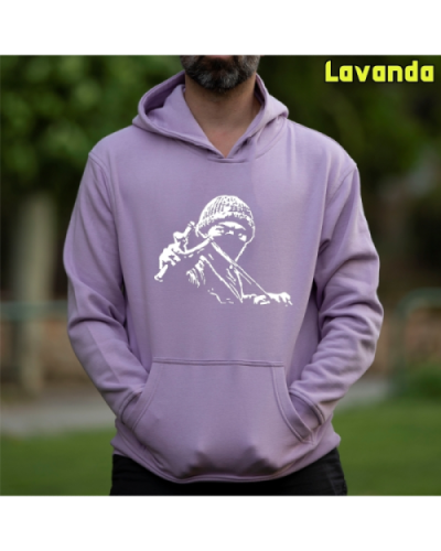 Sudadera Hombre Capucha-Antifa Negro