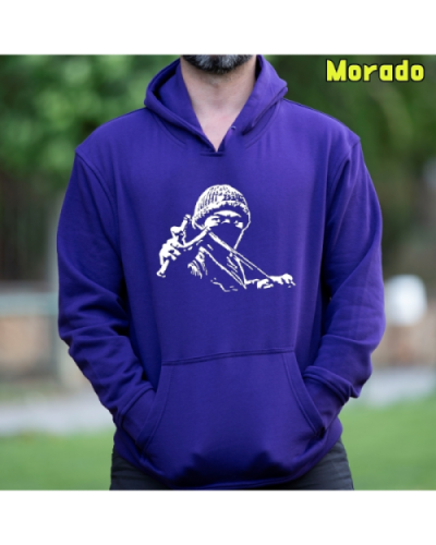 Sudadera Hombre Capucha-Antifa Negro